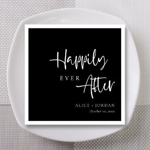 Elegant Script Wedding Napkins Happily Ever After
