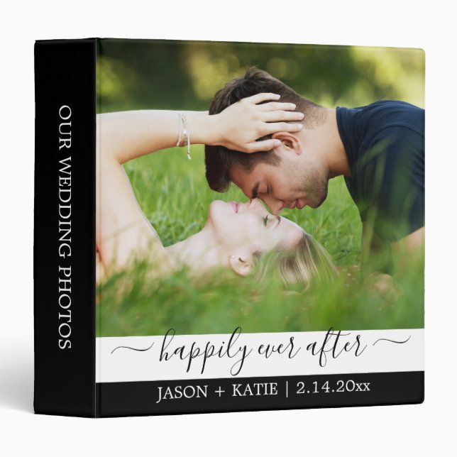 Elegant Script Wedding Photo Album Keepsake Binder (Front/Spine)