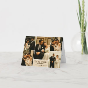 Elegant Script Wedding Photo Collage Folded Card