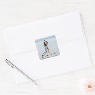 Elegant Script Wedding Photo Personalized Sticker