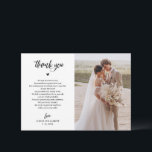 Elegant Script Wedding Photo Thank You Card<br><div class="desc">Elegant wedding photo thank you card for your guests. Beautiful script with pre written changeable message,  names and date.</div>