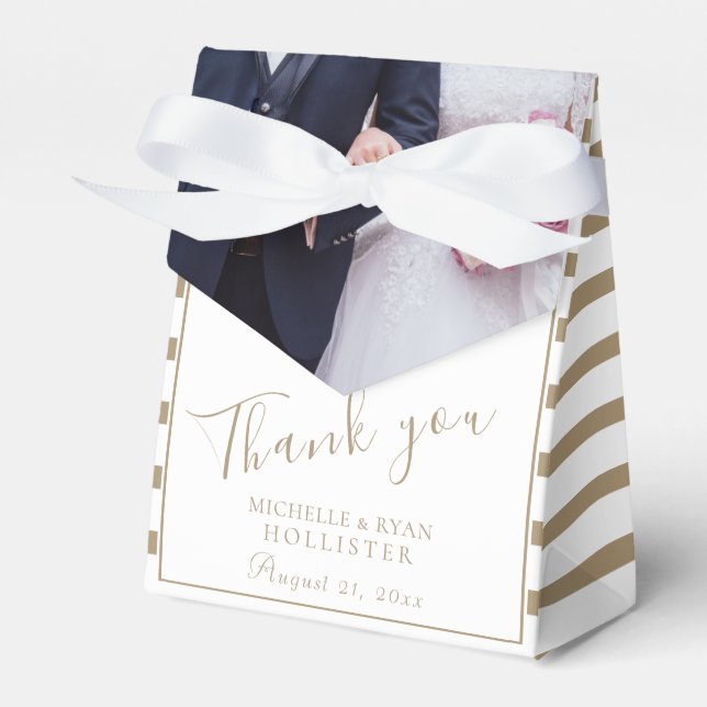 Elegant Script Wedding Photo Thank you Favor Box (Front Side)