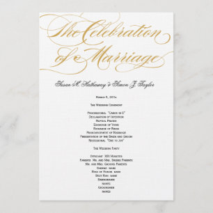 Elegant Script  Wedding Program - Gold