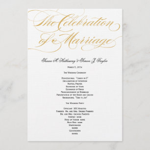Elegant Script  Wedding Program - Gold & Black