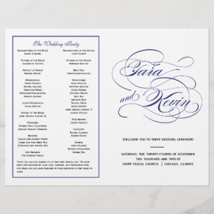 Elegant Script Wedding Program - Navy