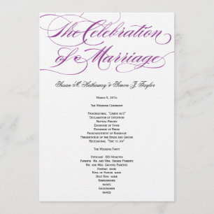 Elegant Script  Wedding Program - Purple