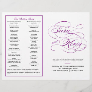 Elegant Script Wedding Program - Purple