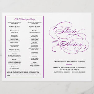 Elegant Script Wedding Program - Purple