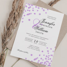 Elegant Script Wedding Purple Confetti QR RSVP
