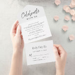 Elegant Script Wedding Reception All In One Invitation<br><div class="desc">Elegant wedding reception all in one invitation to announce your marriage to family and friends and to invite them now to a reception or party. "Celebrate With Us" is written in an elegant script and simple typography and you can easily customize your elopement/wedding announcement and reception invitation. A tear away...</div>