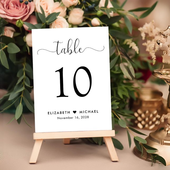 Elegant Script Wedding Reception Table Number (Creator Uploaded)