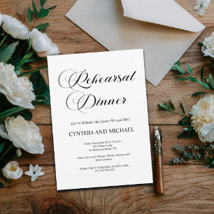 Elegant Script Wedding Rehearsal Dinner Invitation