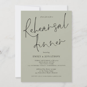 Elegant Script Wedding Rehearsal Dinner Light Sage Invitation