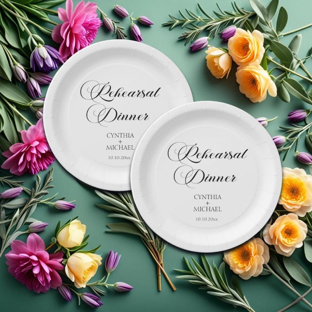 Elegant Script Wedding Rehearsal Dinner Paper Plate (Creator Uploaded)