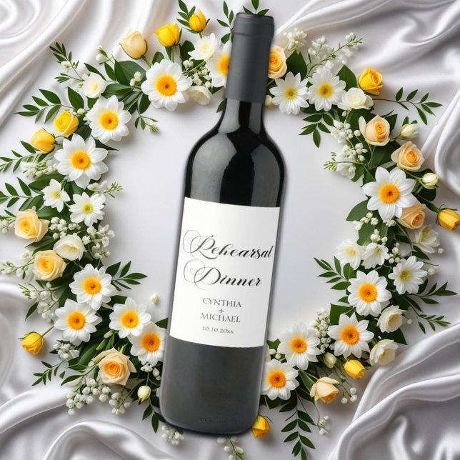Elegant Script Wedding Rehearsal Dinner Wine Label (Creator Uploaded)