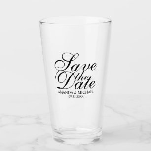 Elegant Script Wedding Save the Date Glass