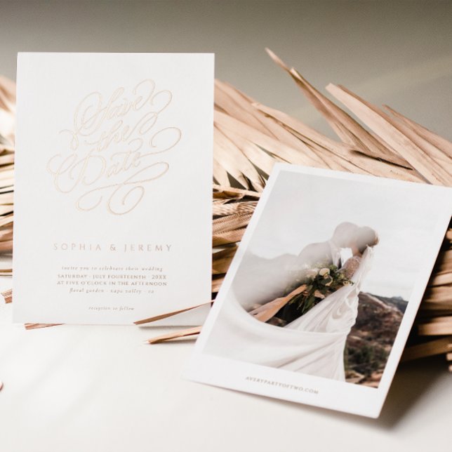 Elegant Script Wedding Save The Date Rose Gold (Creator Uploaded)