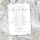 Elegant Script Wedding Schedule Timeline Card<br><div class="desc">This stylish grey and white wedding schedule timeline can be personalized with your wedding details in chic grey lettering. Designed by Thisisnotme©</div>