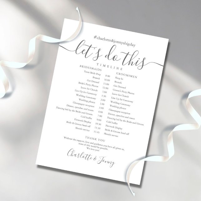 Elegant Script Wedding Schedule Timeline Program (Creator Uploaded)