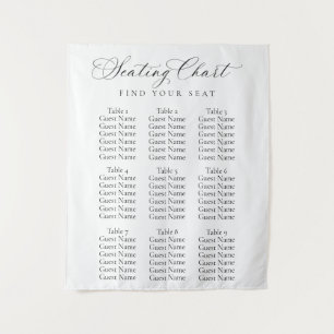 Elegant Script Wedding Seating Chart Minimalist Tapestry