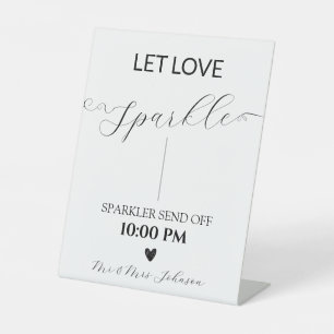 Elegant script wedding sparkler send off  pedestal sign