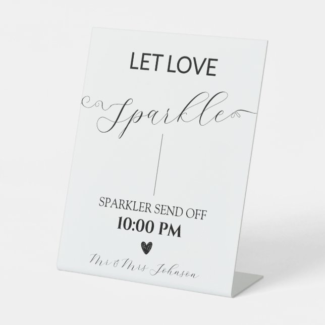 Elegant script wedding sparkler send off  pedestal sign (Front)