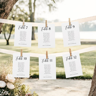 Elegant Script Wedding Table Number with Names