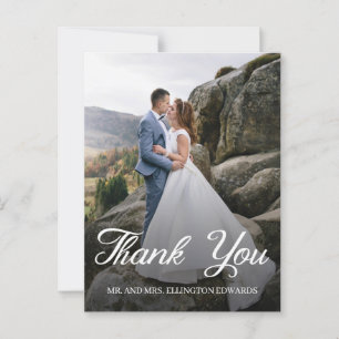 Elegant Script Wedding Thank You 2 Photo Postcard