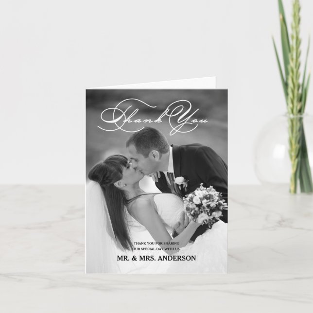 ELEGANT SCRIPT | WEDDING THANK YOU PHOTO NOTE CARD (Front)