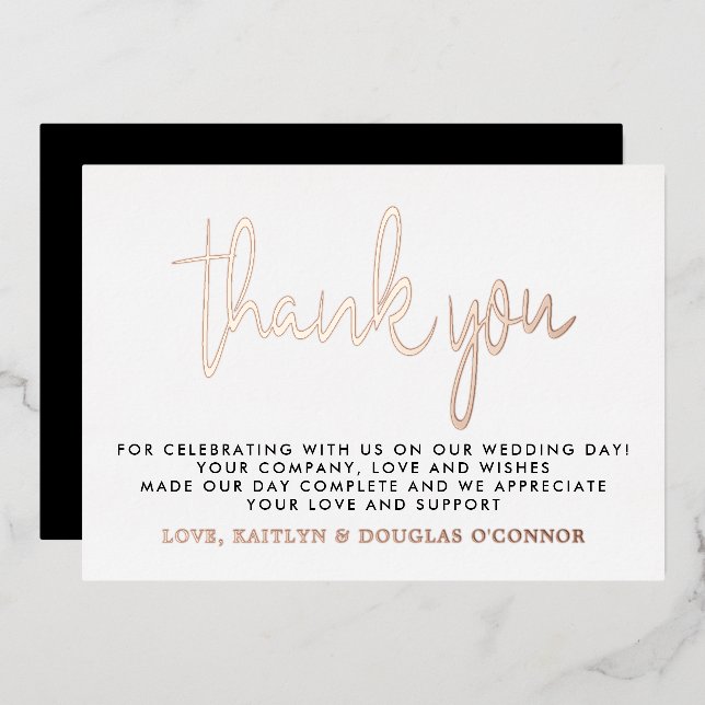 Elegant Script Wedding Thank You Real (Front/Back)