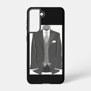 Elegant Script Wedding Tuxedo Suit Groom  Samsung Galaxy Case