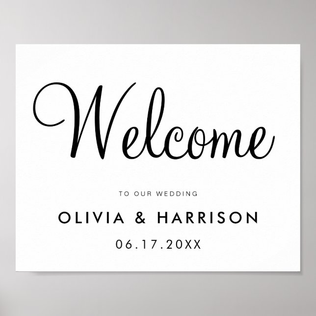 Elegant Script Wedding Welcome Sign (Front)