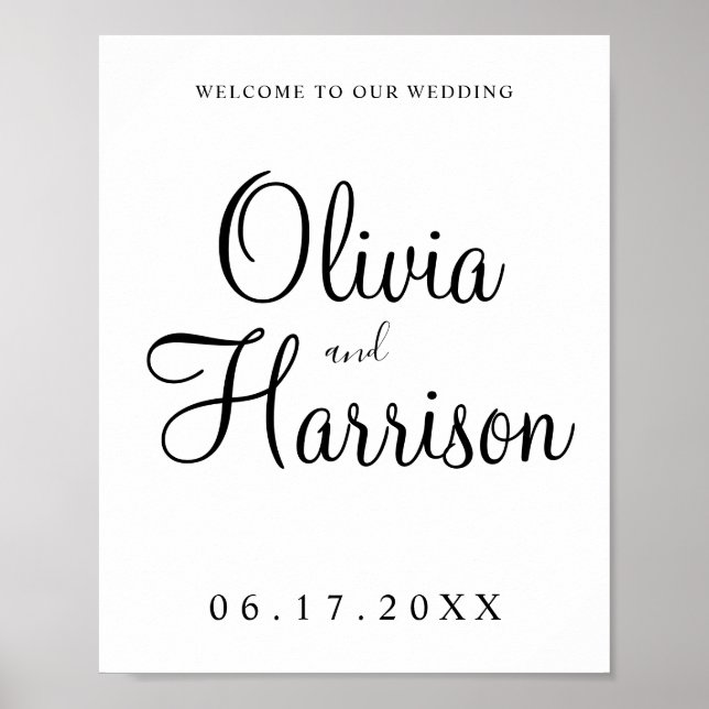 Elegant Script Wedding Welcome Sign (Front)