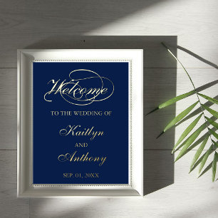 Elegant Script "Welcome" Real Foil Wedding Sign