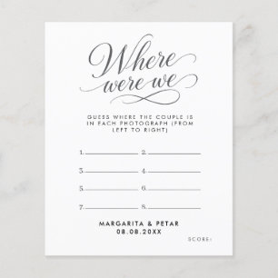 Elegant Script Where Were We Bridal Shower Game Flyer