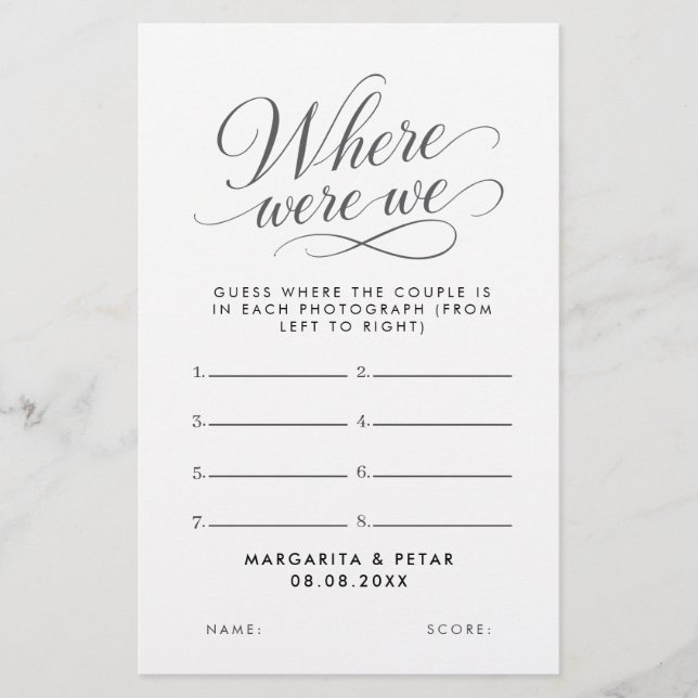 Elegant Script Where Were We Game Flyer (Front)