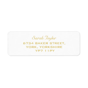 Elegant Script White and Gold Name Label 