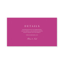 Elegant Script White & Magenta Wedding Details