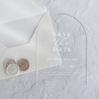 Elegant Script White Modern Wedding Save the Date