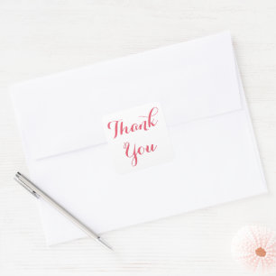 Elegant Script White Pink Party Favours Thank You Square Sticker