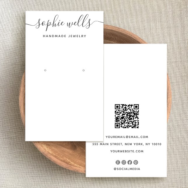 Elegant Script White QR Code Earring Display (Creator Uploaded)