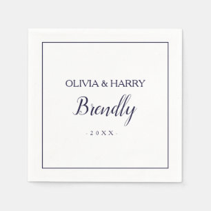 Elegant Script White Wedding Paper Napkin
