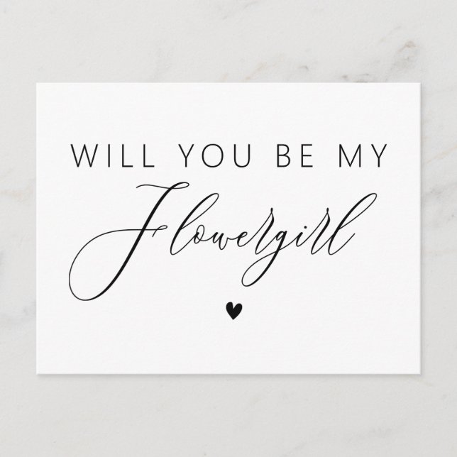 elegant script will you be my flowergirl postcard (Front)