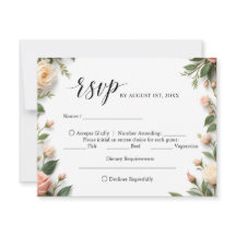 Elegant Script with Floral and Meal Choice RSVP
