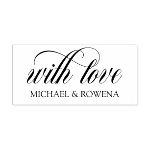 Elegant Script With Love Your Names  Rubber Stamp