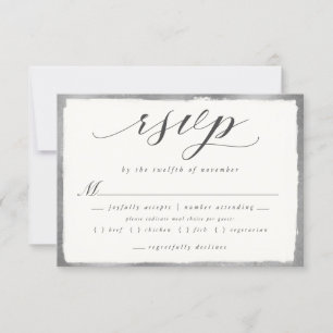 Elegant Script with Silver Meal Choice Wedding RSVP Card