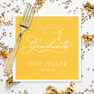 Elegant Script Yellow Gold Graduation Napkins