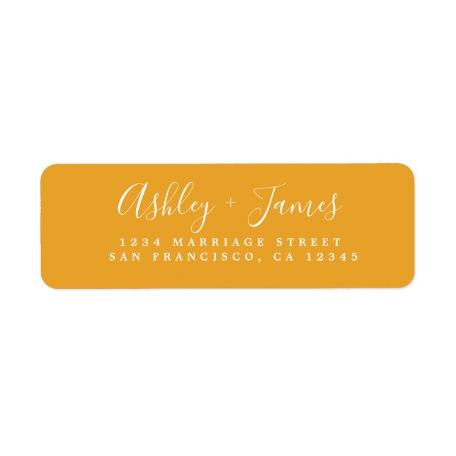 Élégant Script Yellow Mariage Adresse de retour (Devant)