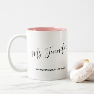 Elegant Scripted Dance Teacher Two-Tone Coffee Mug