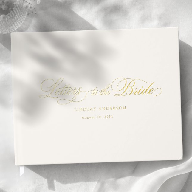 Elegant Scripted Font Beige Bridal Shower Guest Book (Elegant Scripted Font Beige Bridal Shower Foil Guest Book)